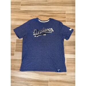 Nike Los Angeles Dodgers MLB T-Shirt Mens XXL Blue Heathered Athletic Cut Tee
